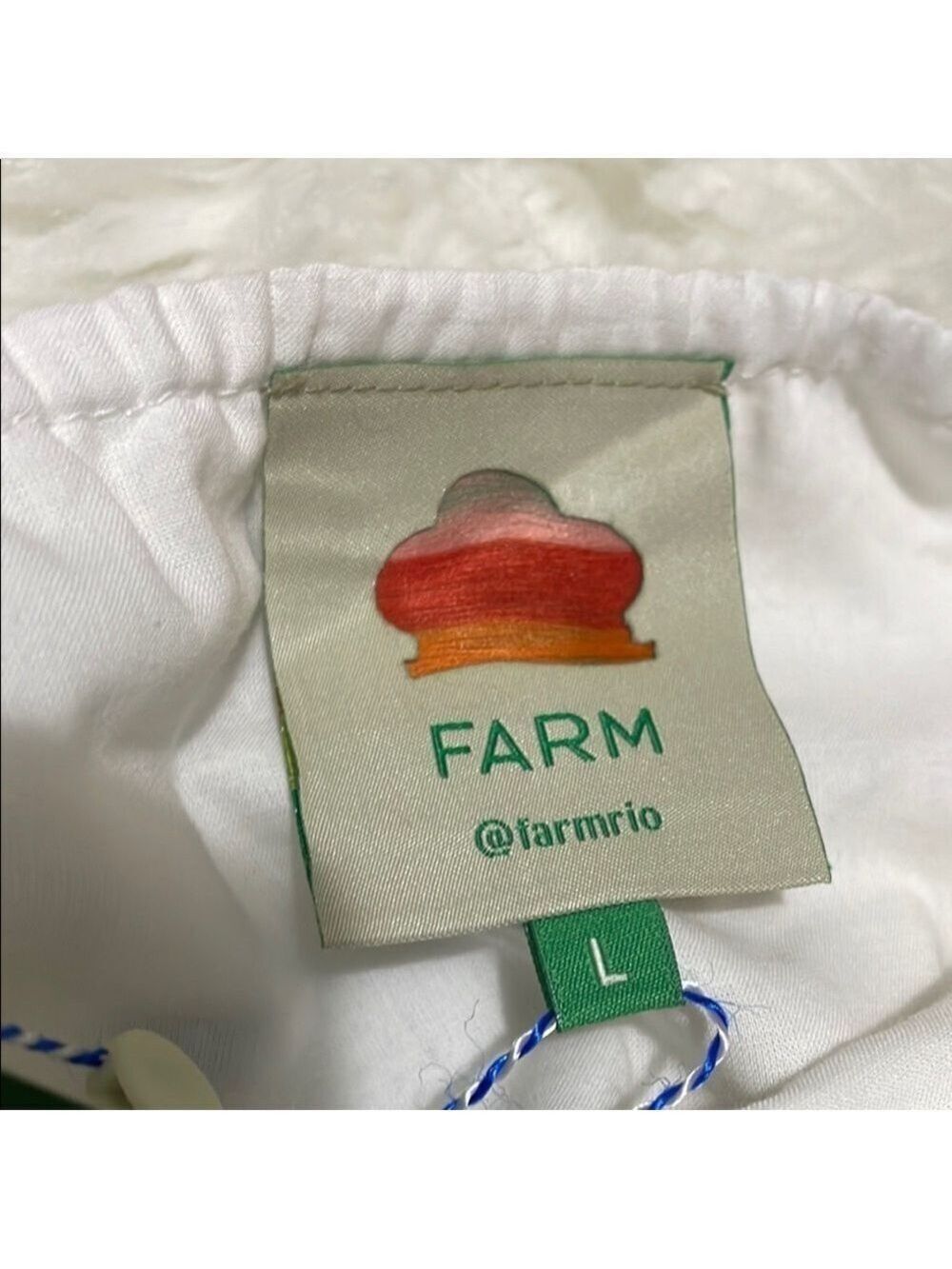 FARM RIO White and Blue Floral Crop Top Sz Large - Picture 7 of 12